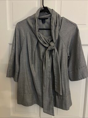 Gray Tie-Neck Blouse